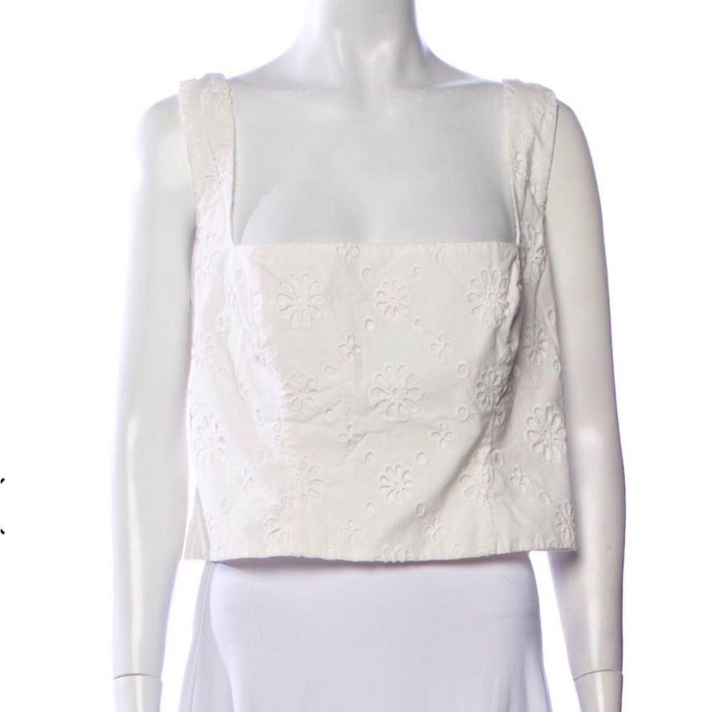 Helsa Eyelet Top in Antique White XLarge